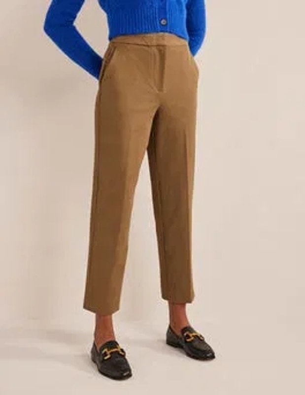 Boden Bi-Stretch High Waisted Straight Leg Trouser Ankle Pants 8 R Khaki Tan